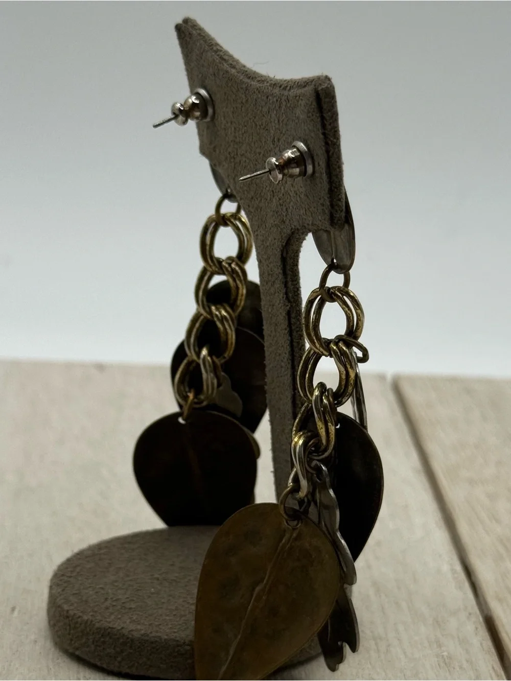 Handcrafted Brown metal Leaf Drop Earrings - Women Jewelry